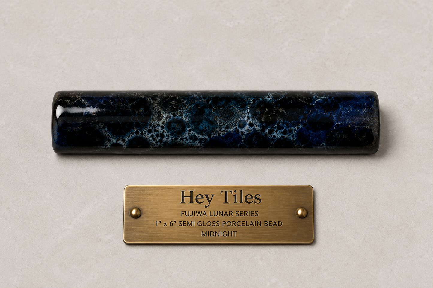 1" x 6" Lunar Series Midnight Glazed Porcelain Bead Molding Trim Tile