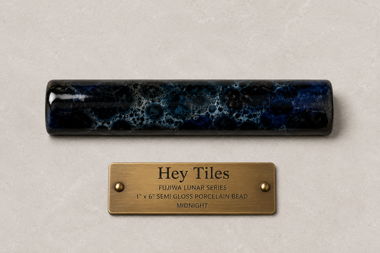 1" x 6" Lunar Series Midnight Glazed Porcelain Bead Molding Trim Tile
