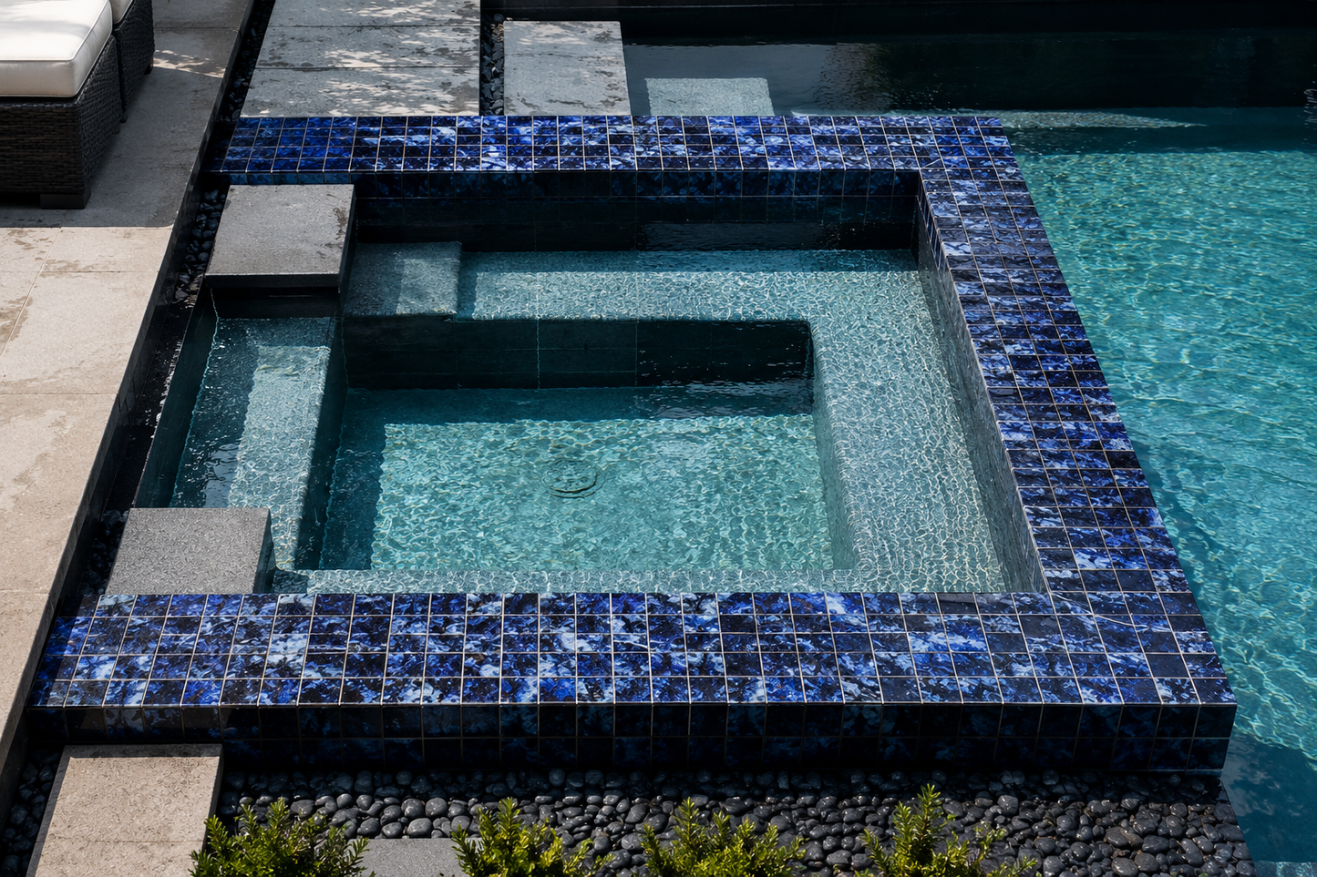 Fujiwa Lunar Series: 6" x 6" Blue Blend Glazed Porcelain Pool Field Tile