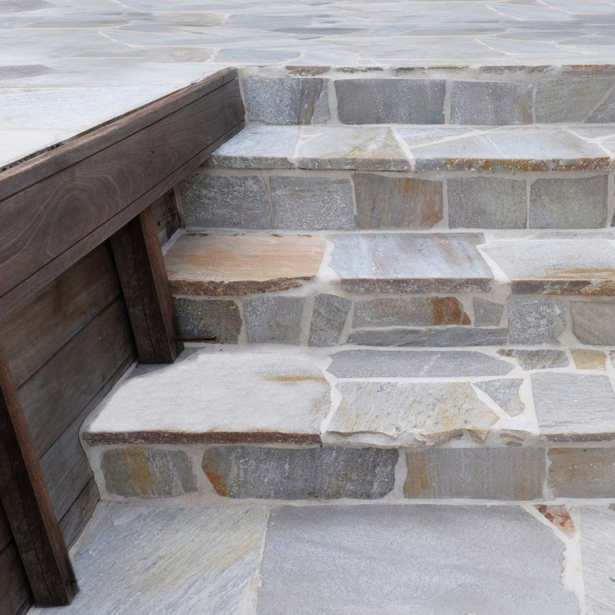 Brazilian White Quartzite Flagstone install