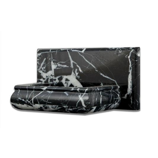 Black Marquina marble built-in shower soap holder