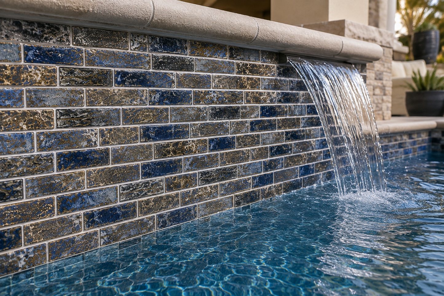 Fujiwa Pilos Series: Satin Pearl Glazed Porcelain Random Block Mosaic Tile