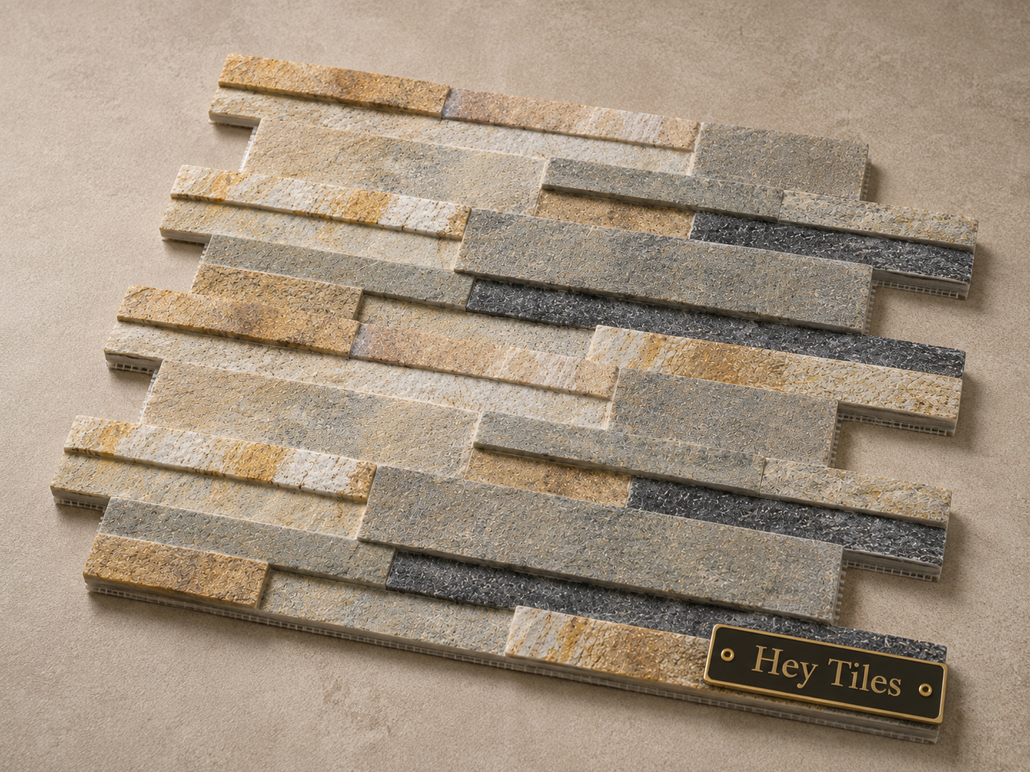 Fujiwa Quarzo Series: 6-1/4" x 16" Gold Porcelain Stacked Ledger Tile