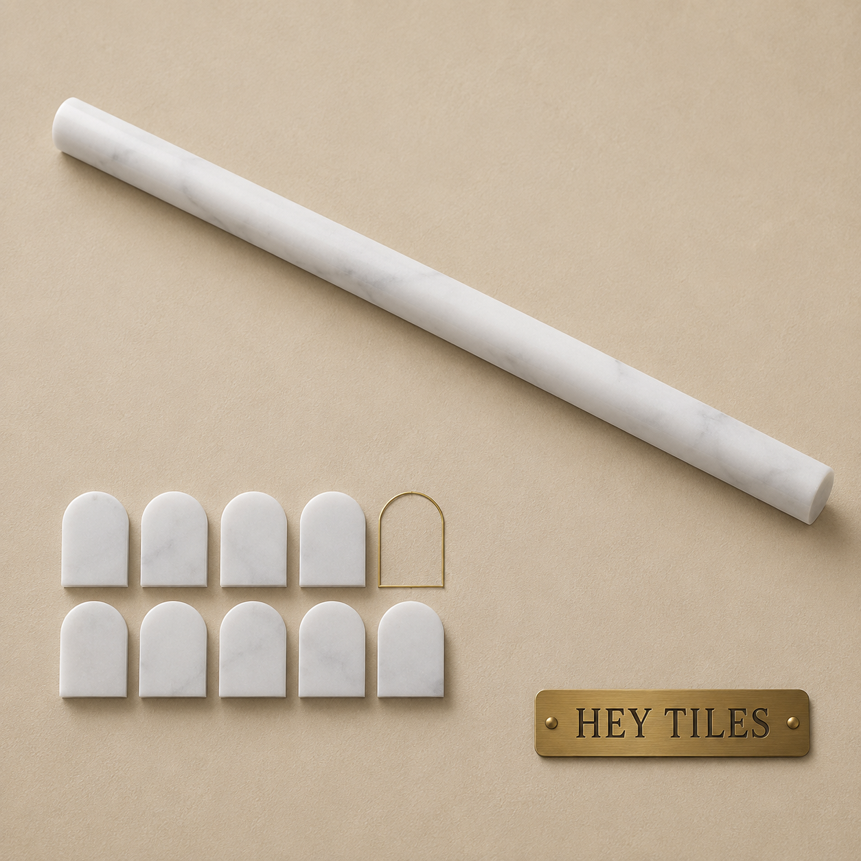 1/2" x 12" Polished Marble Pencil Linear Molding Trim Tile