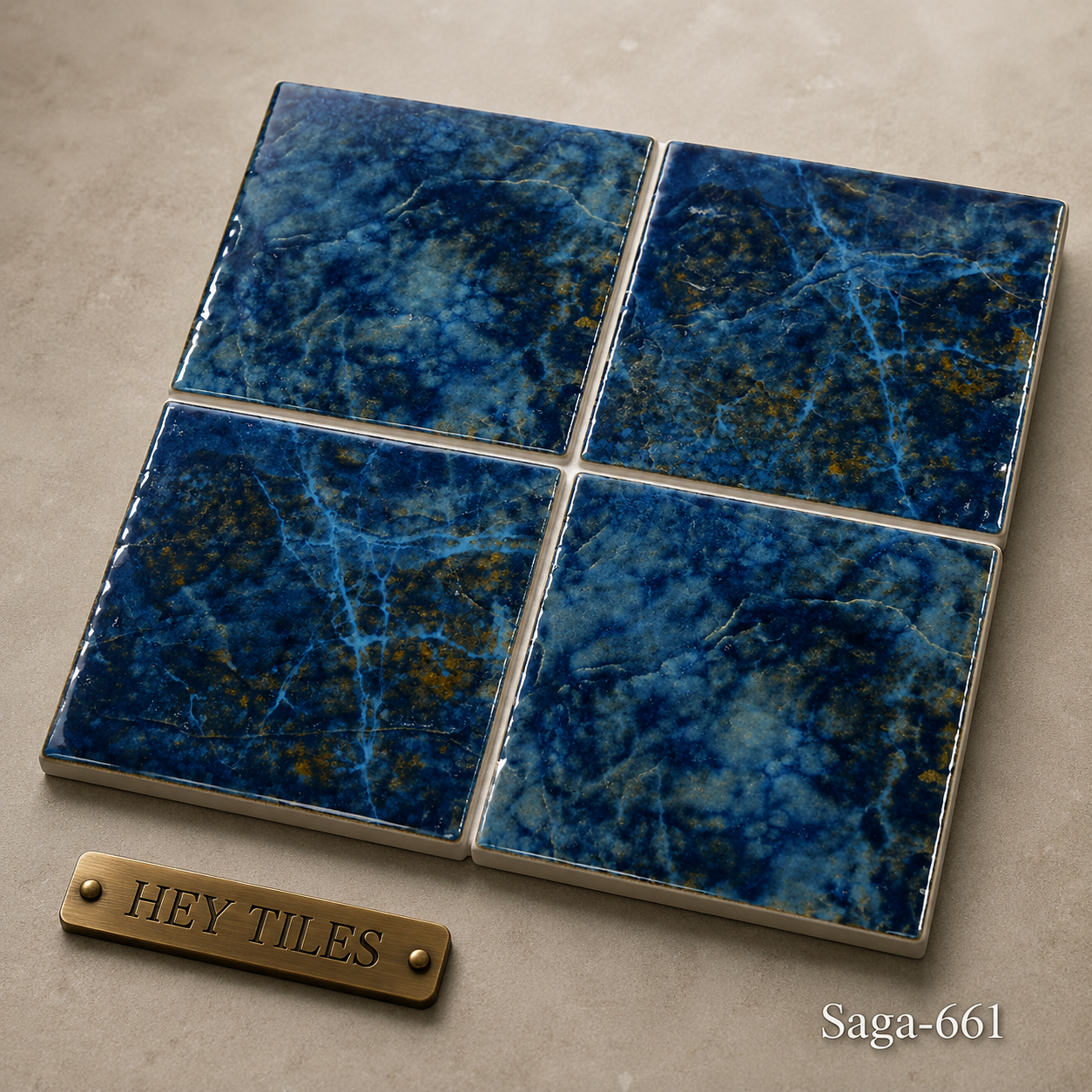 Fujiwa Saga Series: 6" x 6" Emerald Semi-Gloss Porcelain Pool Field Tile