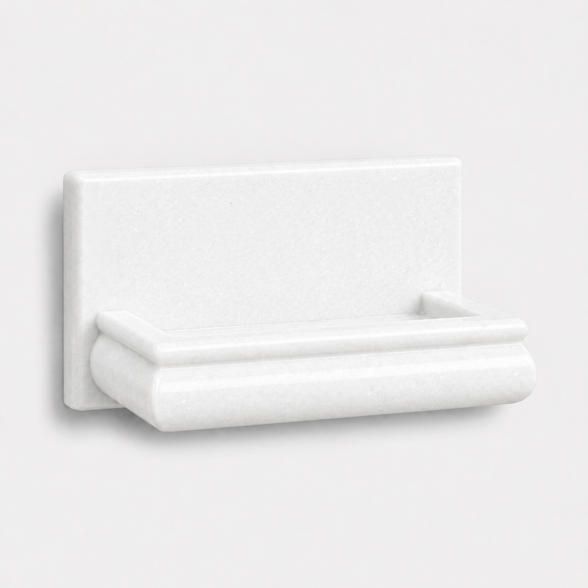 Thassos White honed soap holder alternate angle