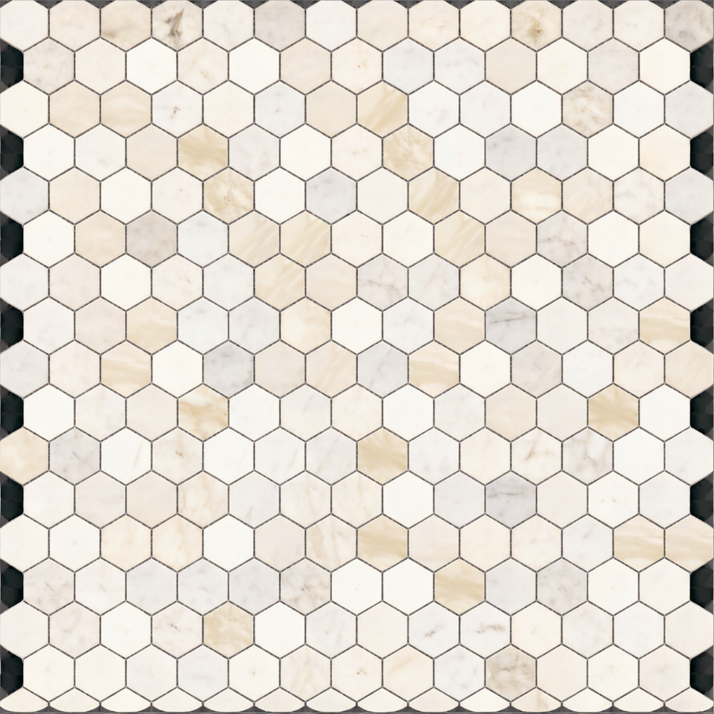 3" Tuscan Calacatta Oro Marble Hexagon Mosaic Tile