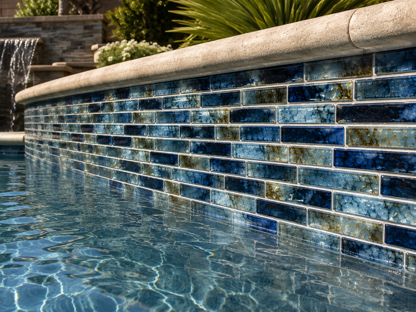 Fujiwa Pilos Series: Autumn Blue Glazed Porcelain Random Block Mosaic Tile