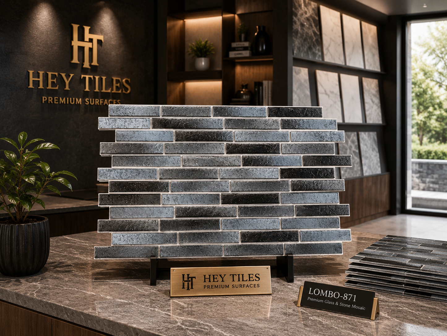 Fujiwa Lombo Series: 1/2" x 3-1/4" Aqua Matte Porcelain Pencil Mosaic Tile