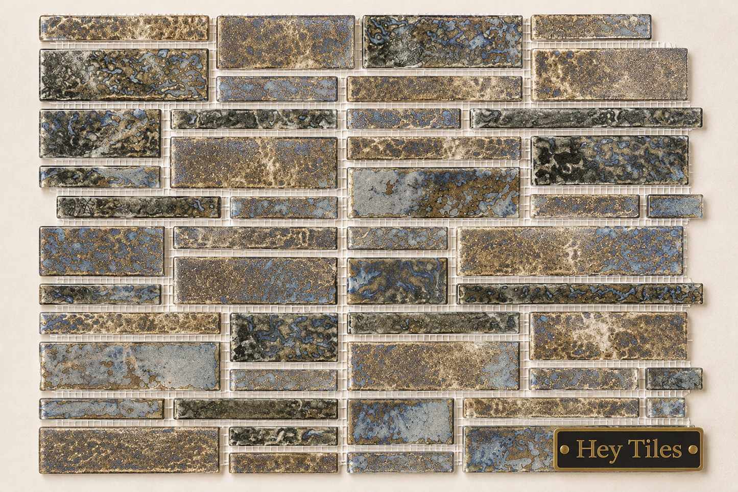 Fujiwa Pilos Series: Satin Pearl Glazed Porcelain Random Block Mosaic Tile