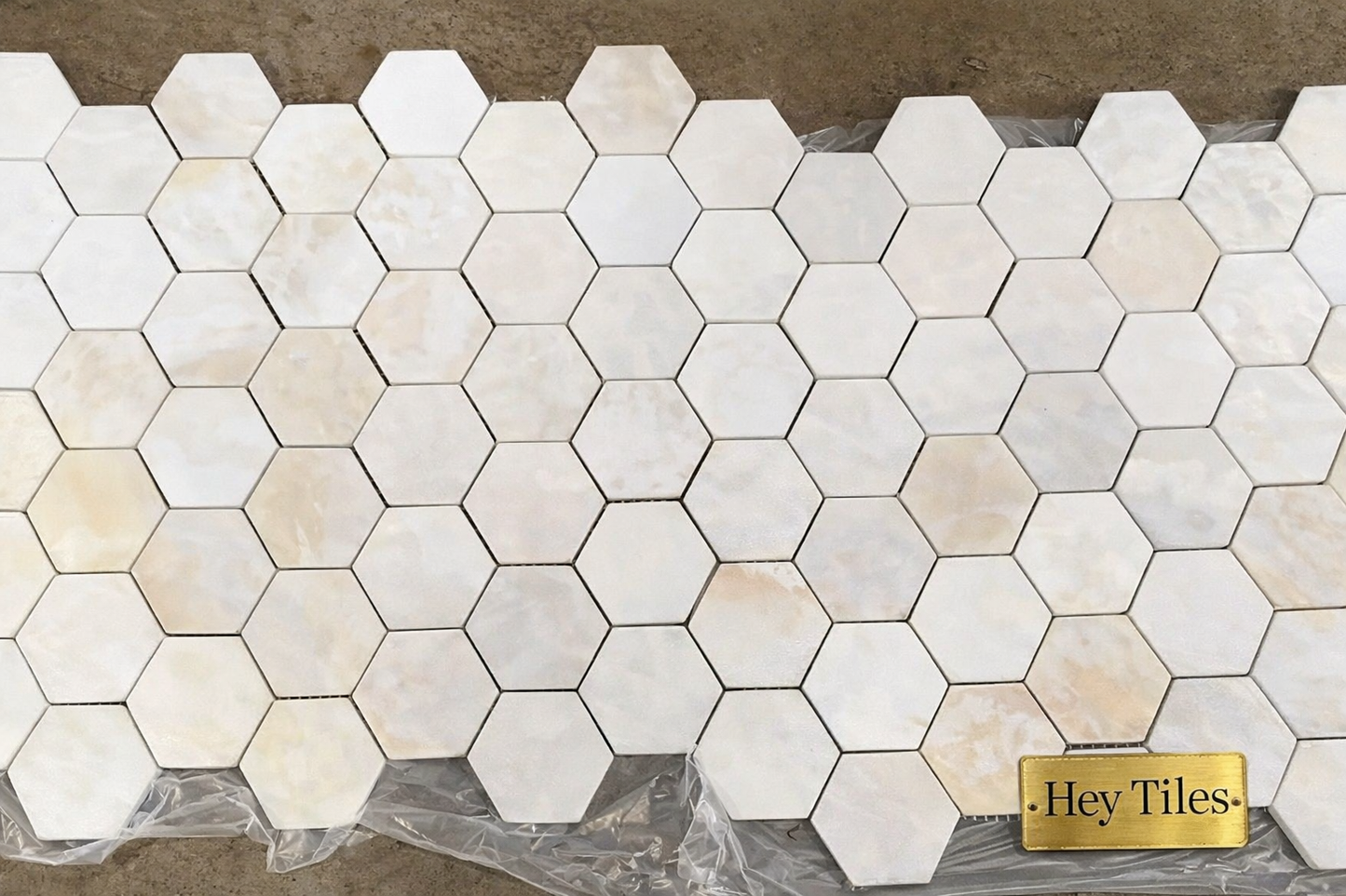 White Onyx 2" Hexagon Polished