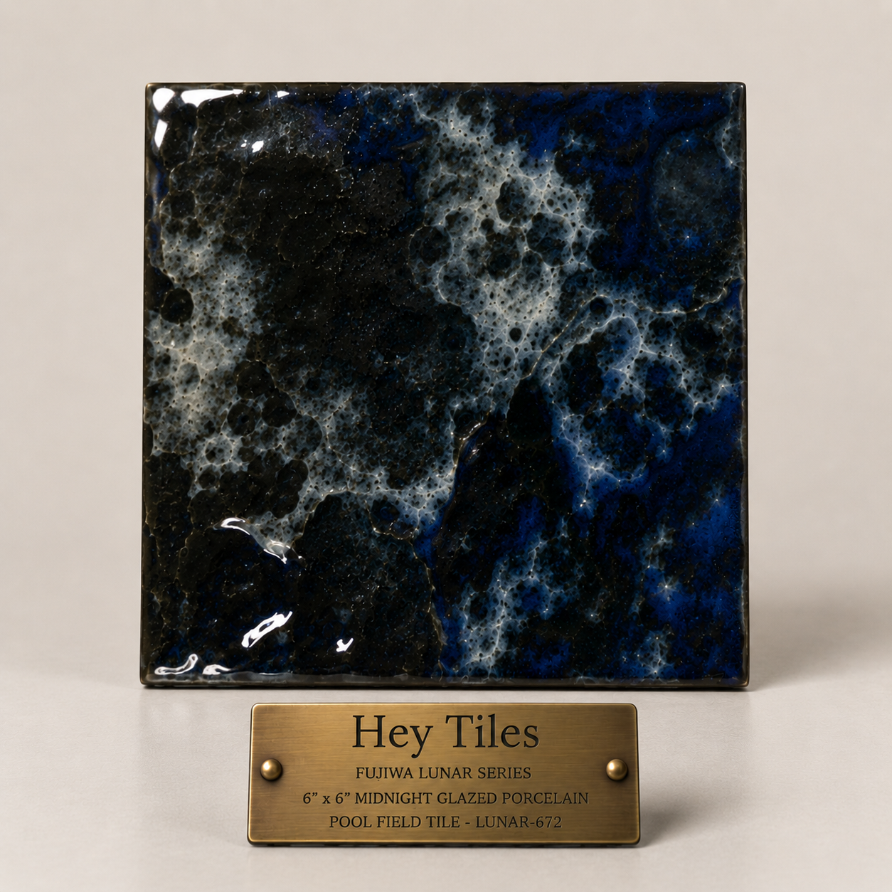 Fujiwa Lunar Series: 6" x 6" Midnight Glazed Porcelain Pool Field Tile