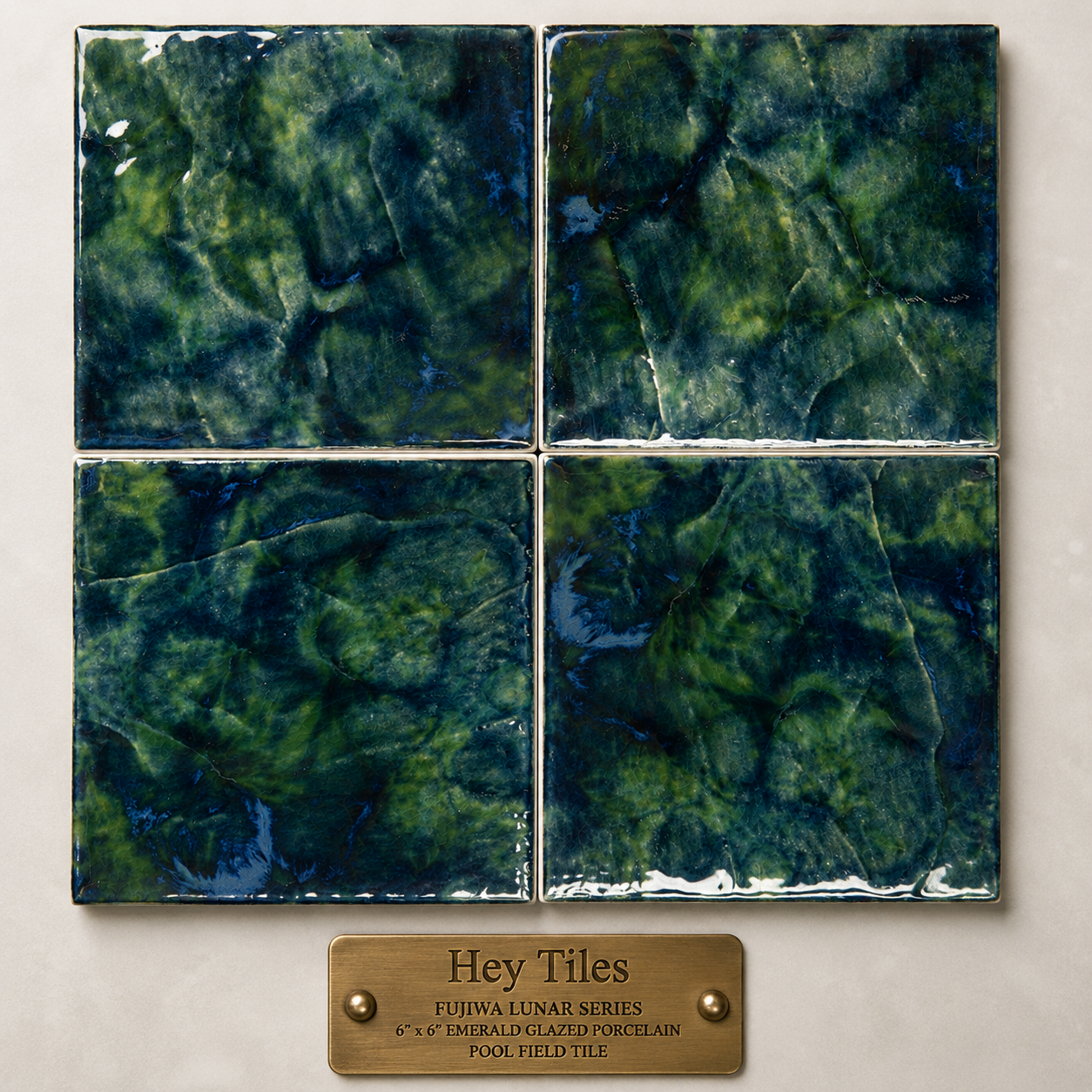Fujiwa Lunar Series: 6" x 6" Emerald Glazed Porcelain Pool Field Tile