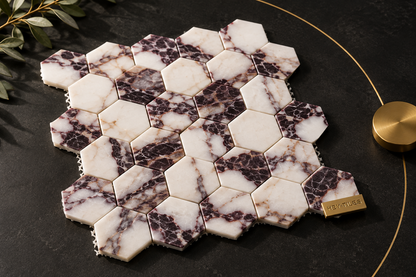 Calacatta Violet Purple 3″ Hexagon Mosaic Tile