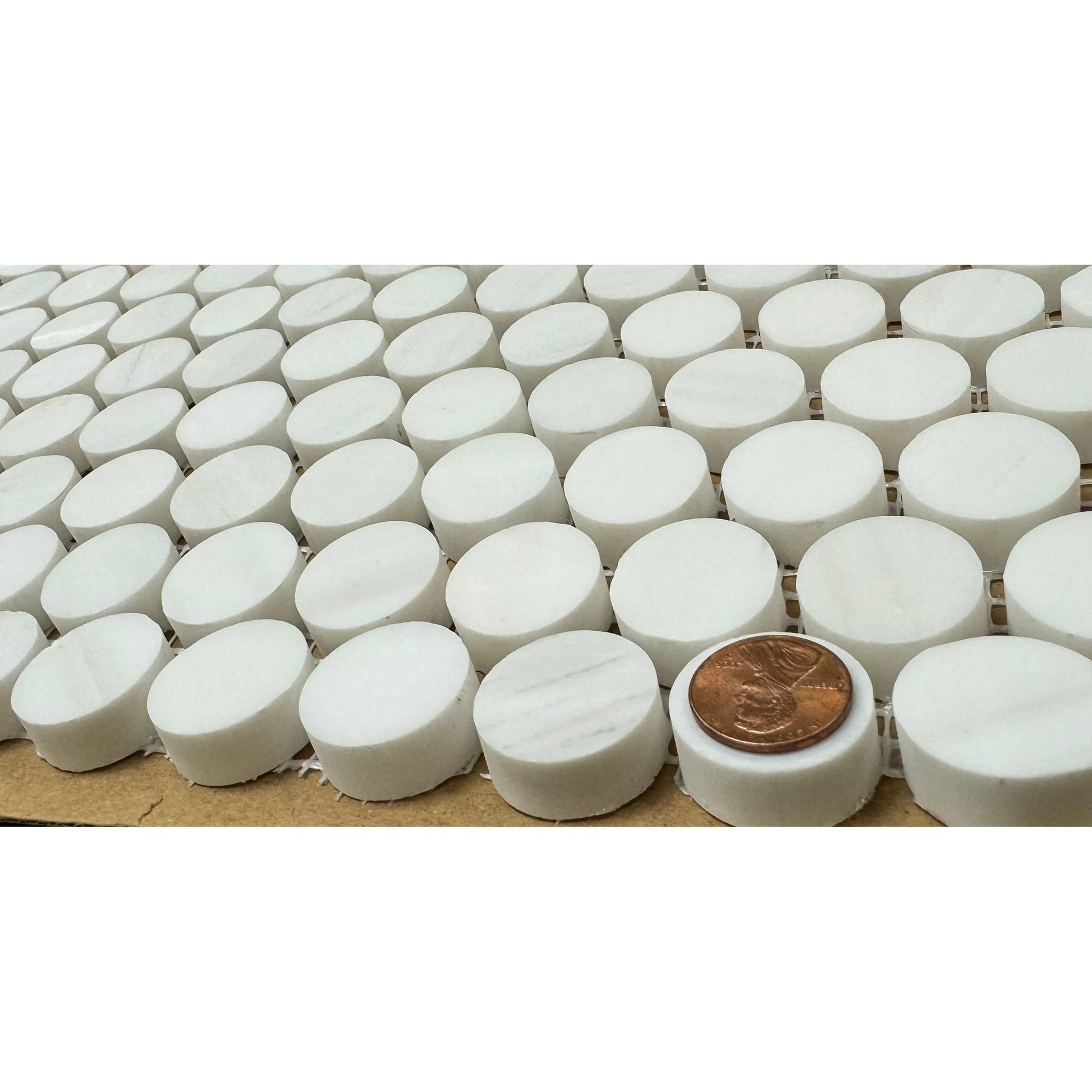 Bianco Dolomite Penny Round Marble heytiles   