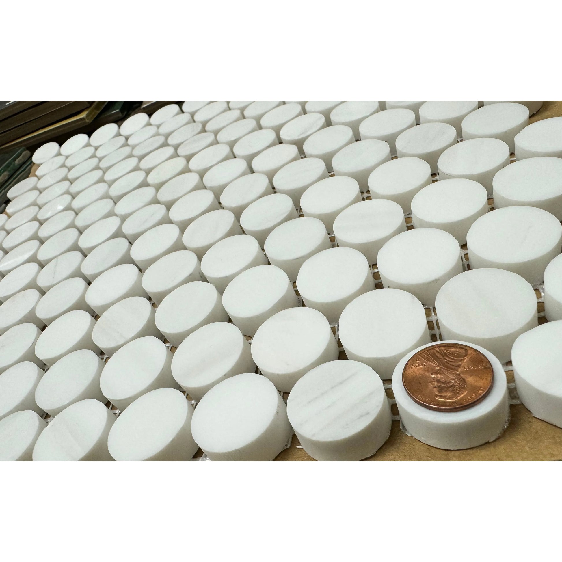 Bianco Dolomite Penny Round Marble heytiles   