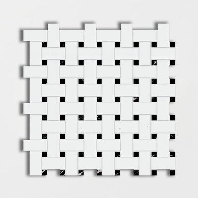 Thassos White Marble with Nero Marquina Dots Weave