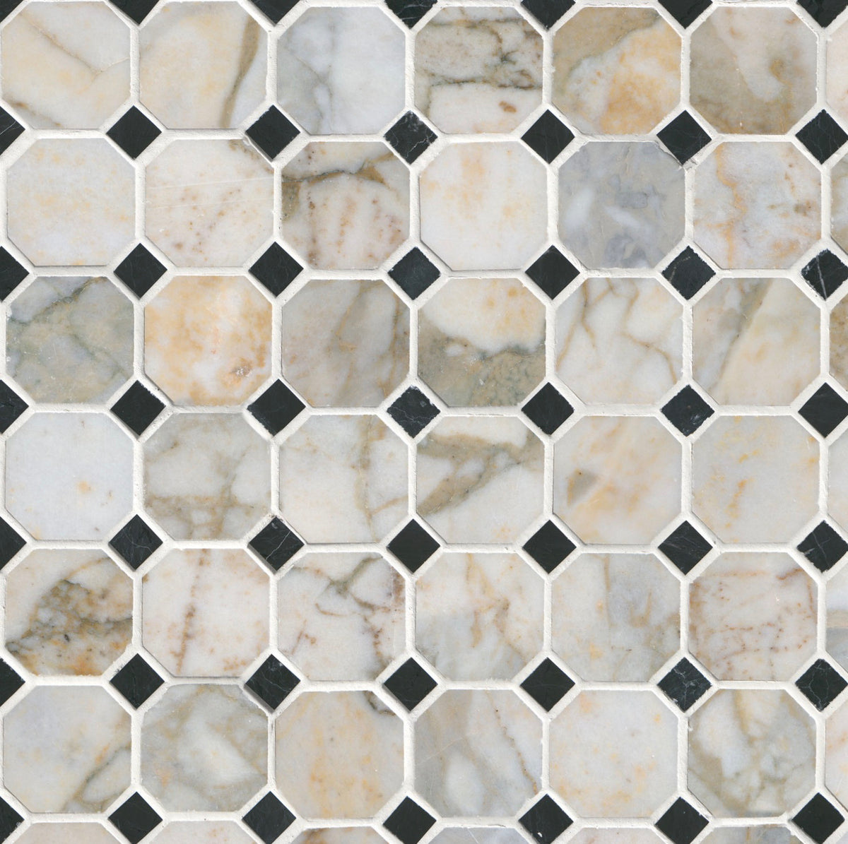 Calacatta Green Calaverde 2" Octagon Honed Marble Mosaic Tile