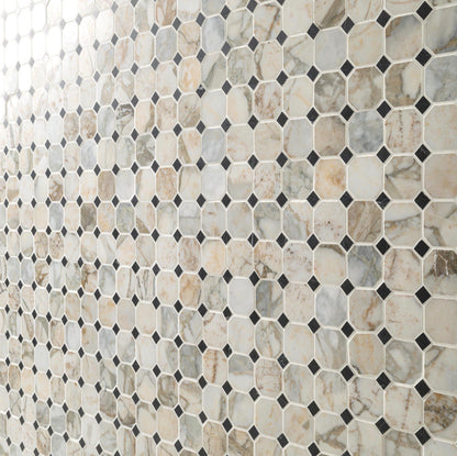 Calacatta Green Calaverde 2" Octagon Honed Marble Mosaic Tile — product image 3