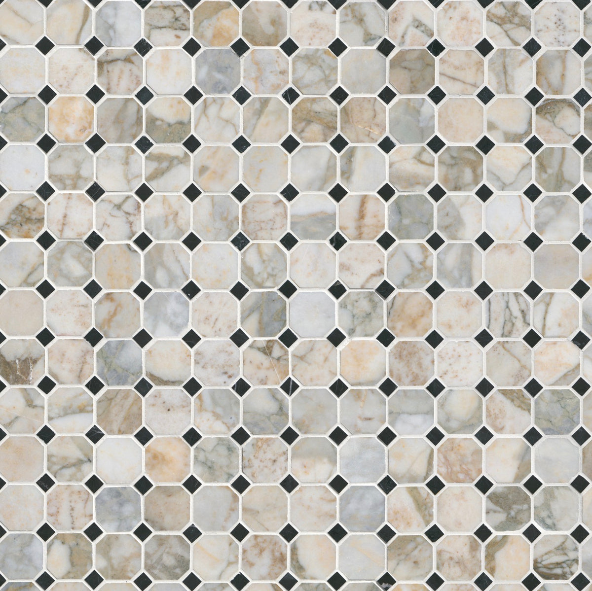 Calacatta Green Calaverde 2" Octagon Honed Marble Mosaic Tile