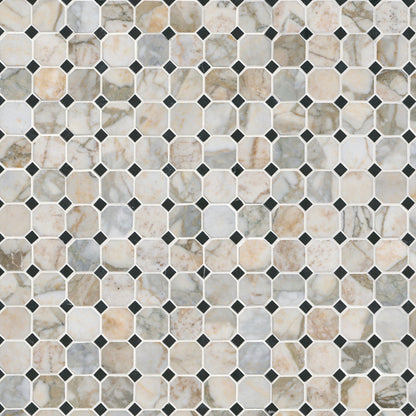 Calacatta Green Calaverde 2" Octagon Honed Marble Mosaic Tile — product image 2