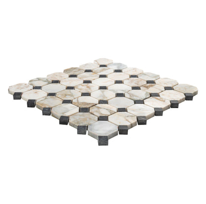 Calacatta Green Calaverde 2" Octagon Honed Marble Mosaic Tile — product image 1