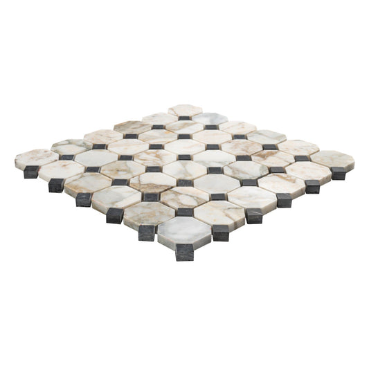 Calacatta Green Calaverde 2" Octagon Honed Marble Mosaic Tile — product image 1
