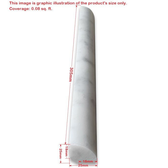 Carrara White Marble Polished Quarter - Round Trim Molding