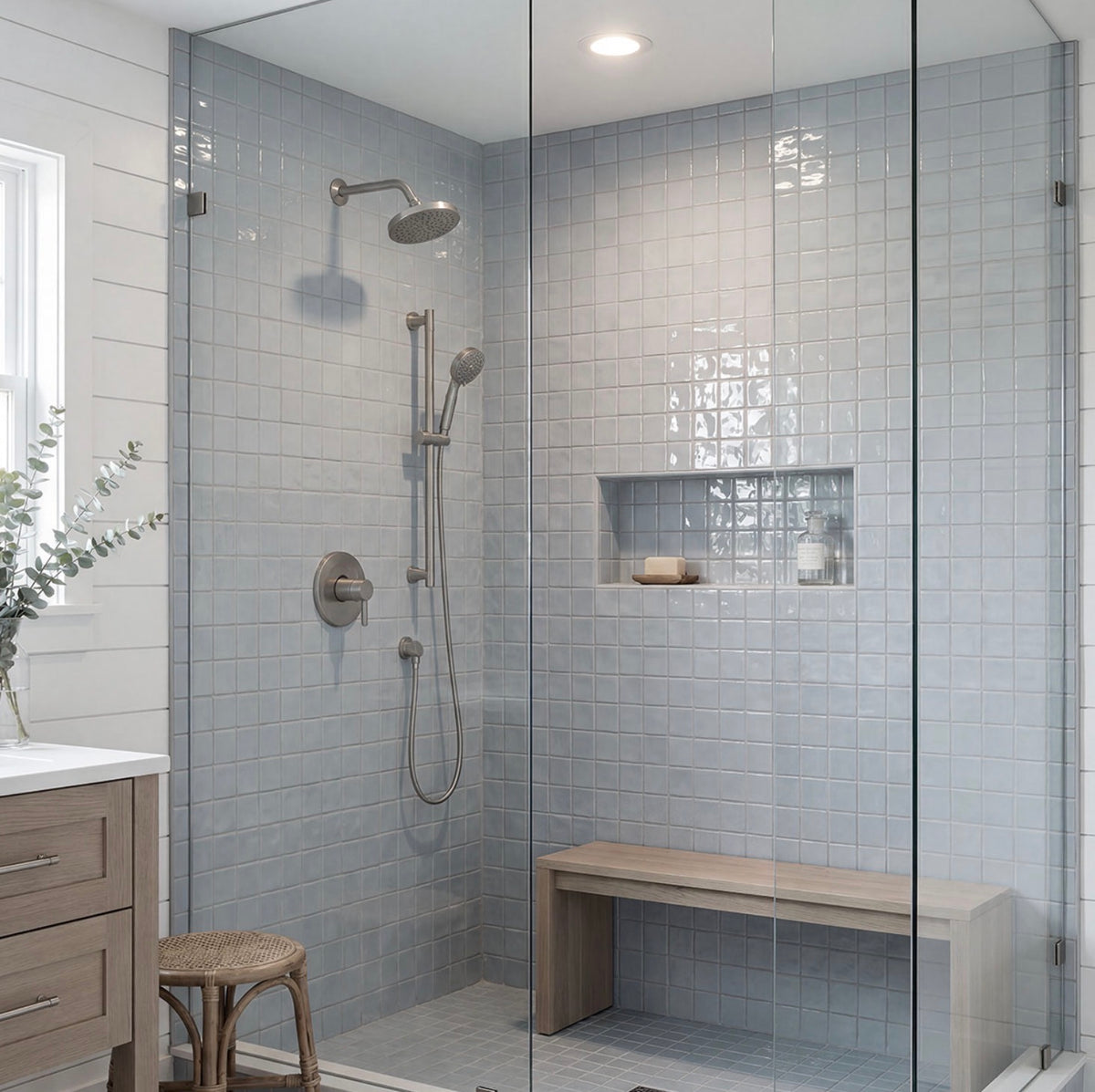 MSI Blue Mist Square 3" × 3" Glossy Porcelain Mosaic Tile
