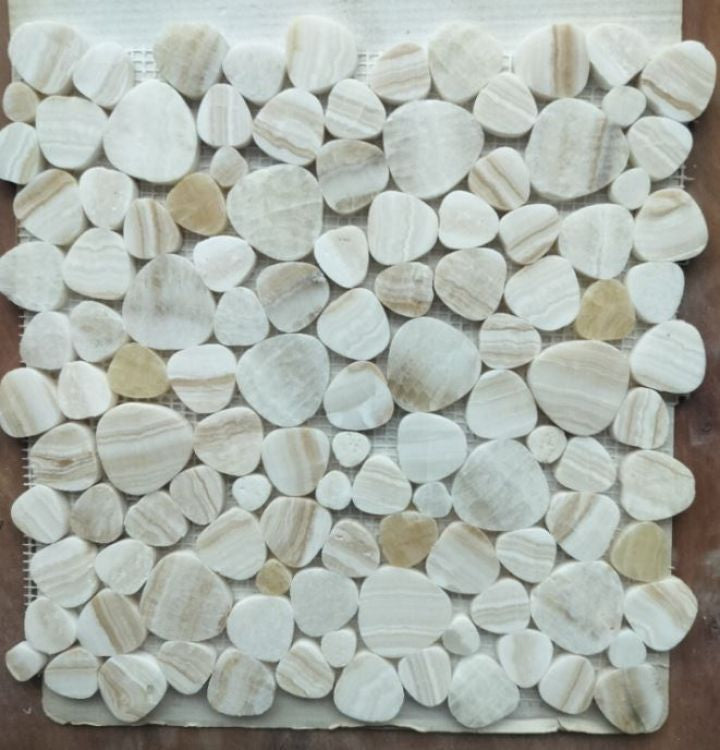 Vanilla Onyx Ivory Honed Pebble Mosaic 12 x 12