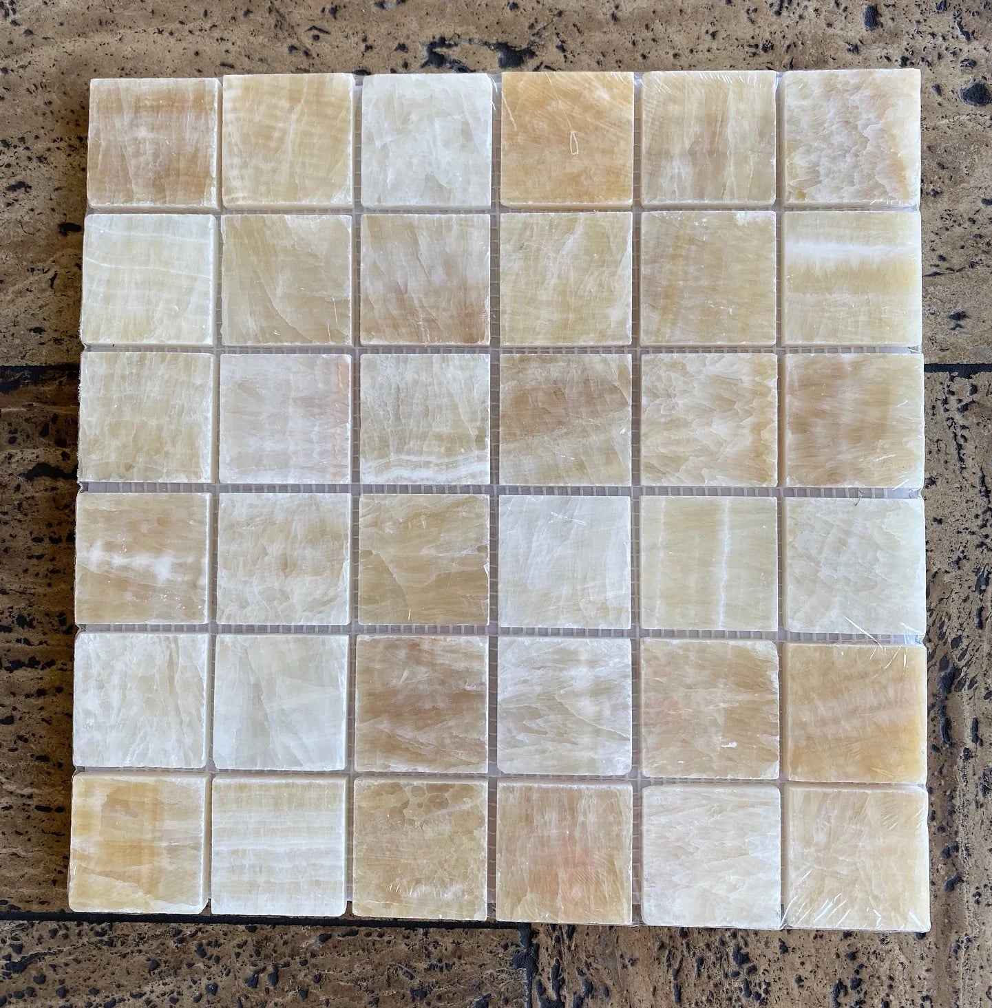 Honey Onyx Mosaic 2x2 3/8 Polished
