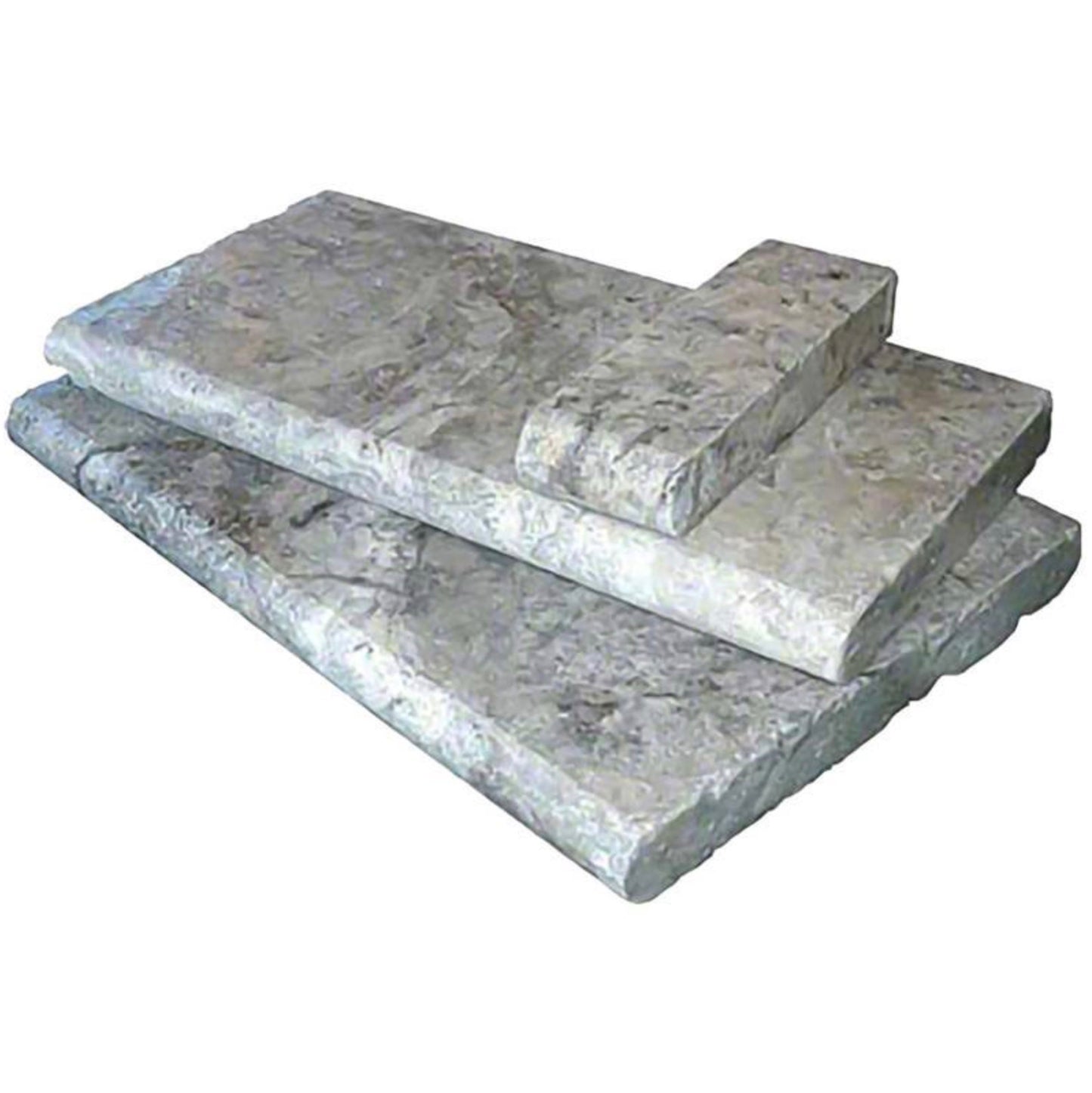 12x24 Silver Travertine Pool Coping Eased Edges, 2cm