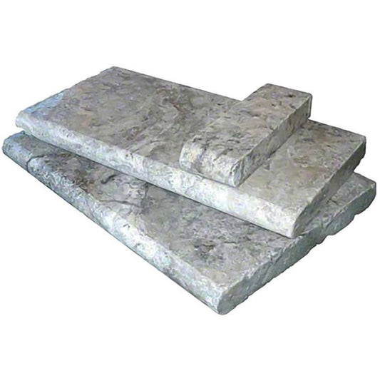 12x24 Silver Travertine Pool Coping Eased Edges, 2cm