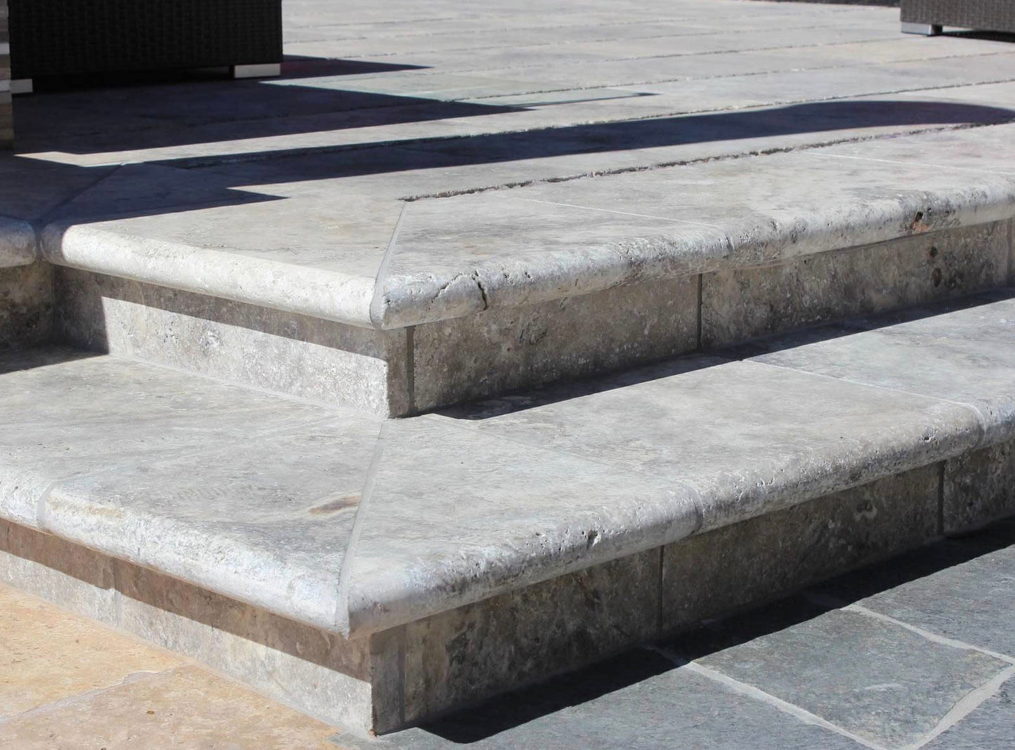 12x24 Silver Travertine Pool Coping Eased Edges, 2cm