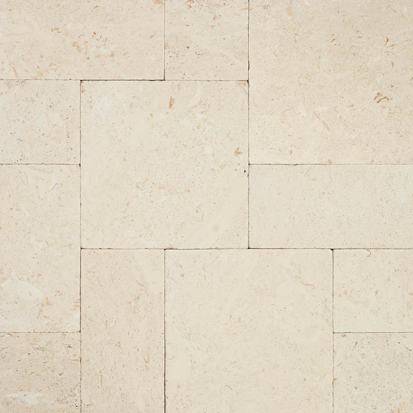 Mayra White Versailles Patterb Tumbled 3cm Pavers, 10 Kits