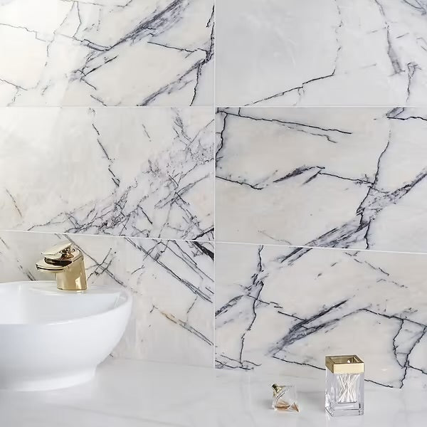 Lilac White 12x24 Premium Deep Vein Violet Marble Tile