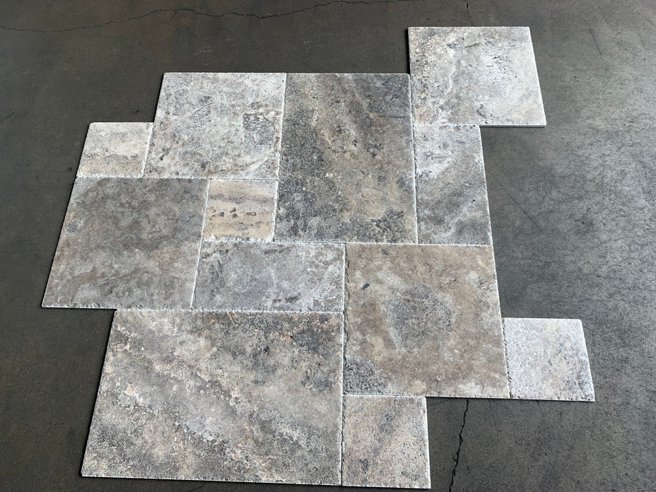 Silver Travertine Versailles Pattern