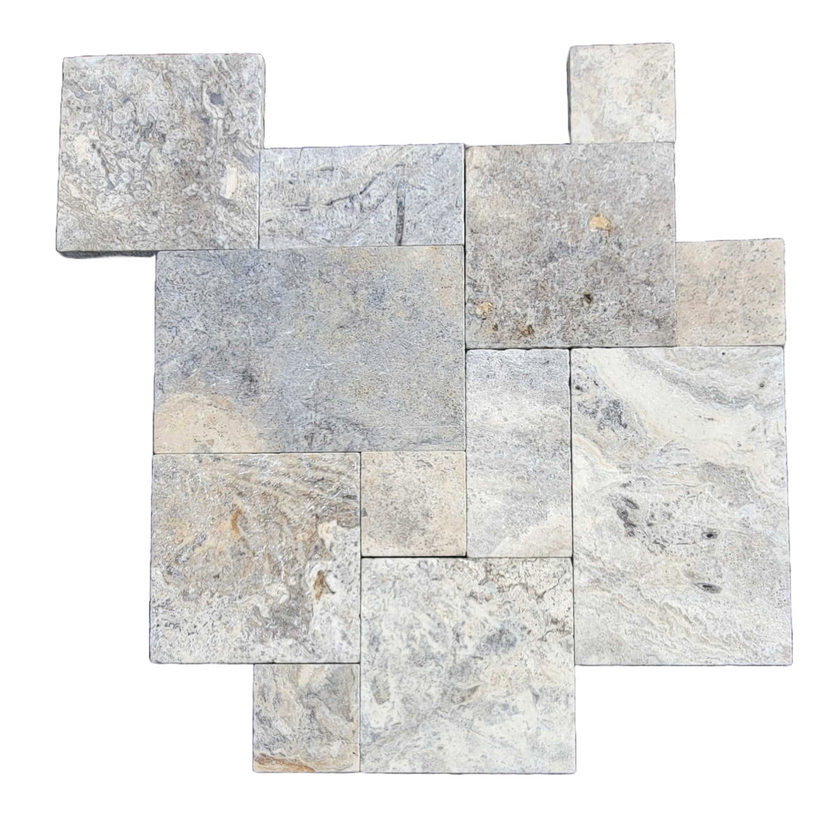 Silver Travertine Versailles Pattern (Tumbled)