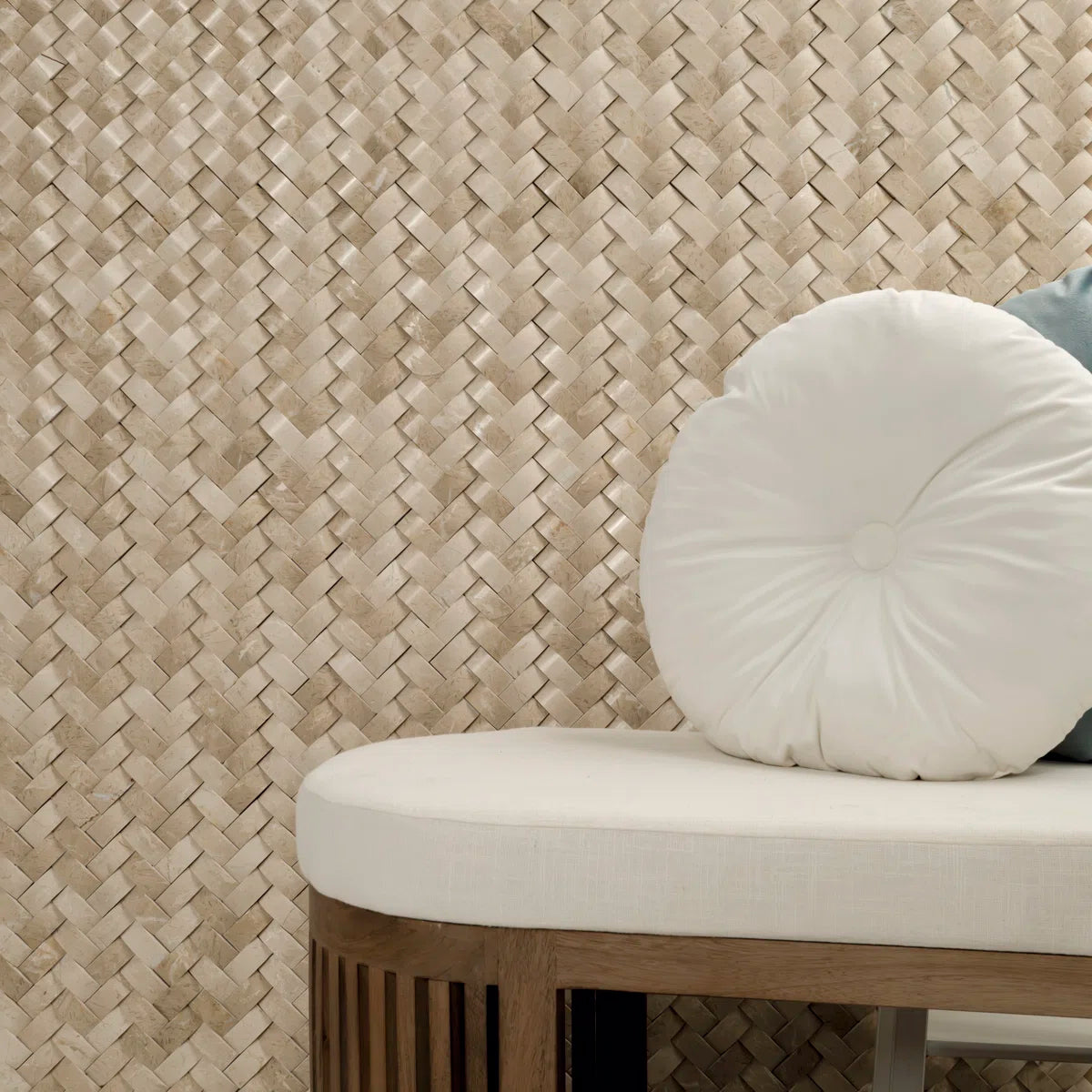 MSI Crema Arched Herringbone 12 x 14 Polished Marble Wall Tile