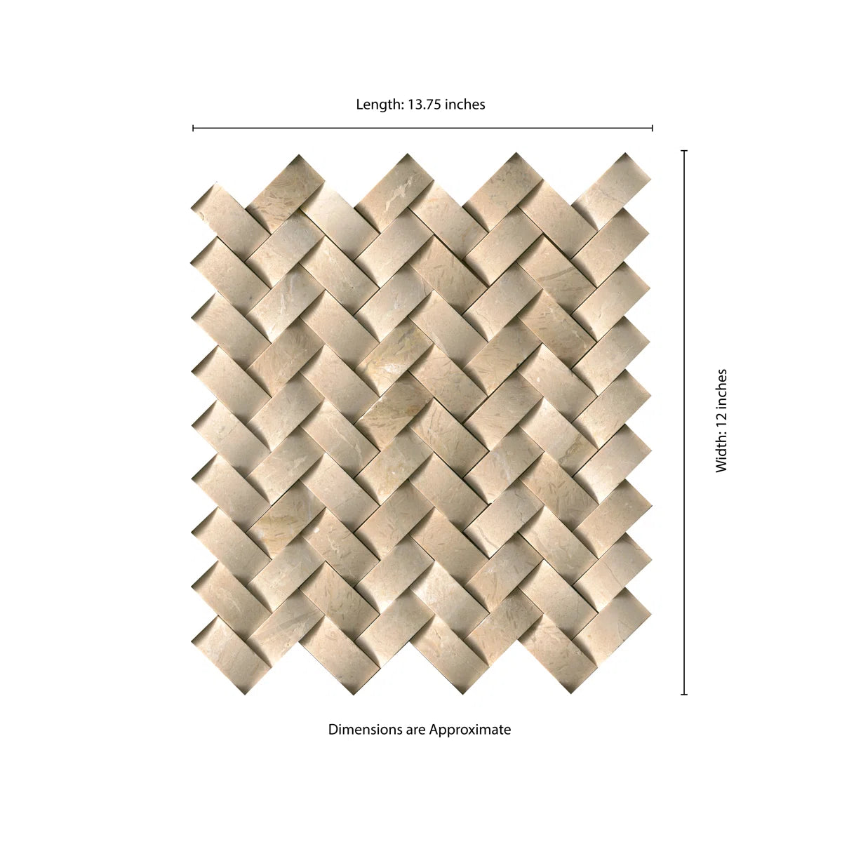 MSI Crema Arched Herringbone 12 x 14 Polished Marble Wall Tile