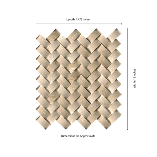 MSI Crema Arched Herringbone 12 x 14 Polished Marble Wall Tile