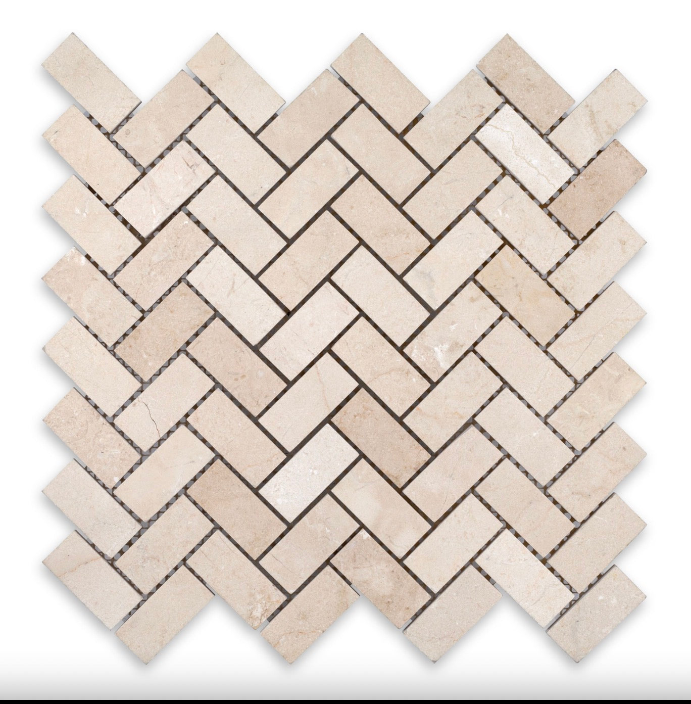 Alicante Crema Marfil Beige 1x2 Herringbone Marble Polished Mosaic Tile