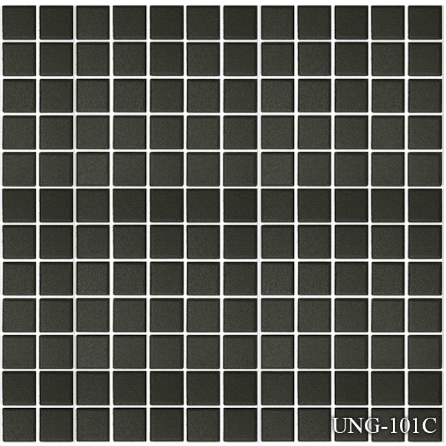 Fujiwa Black Unglazed 1" x 1" Dot Mounted Porcelain Pool Tile