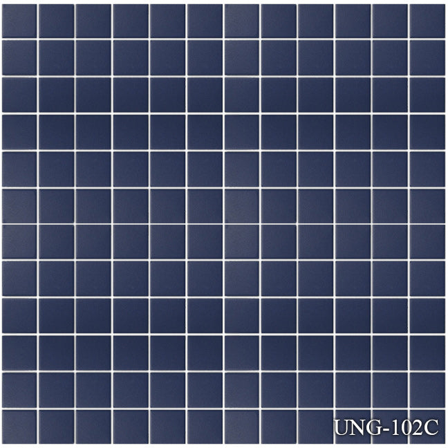 Fujiwa Blue Unglazed 1" x 1" Dot Mounted Porcelain Pool Tile