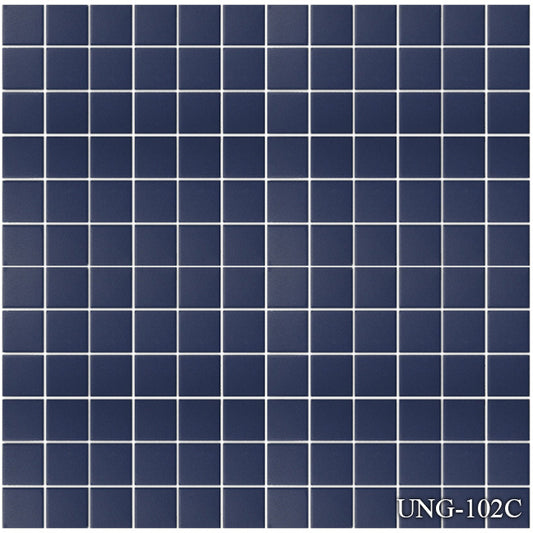 Fujiwa Blue Unglazed 1" x 1" Dot Mounted Porcelain Pool Tile