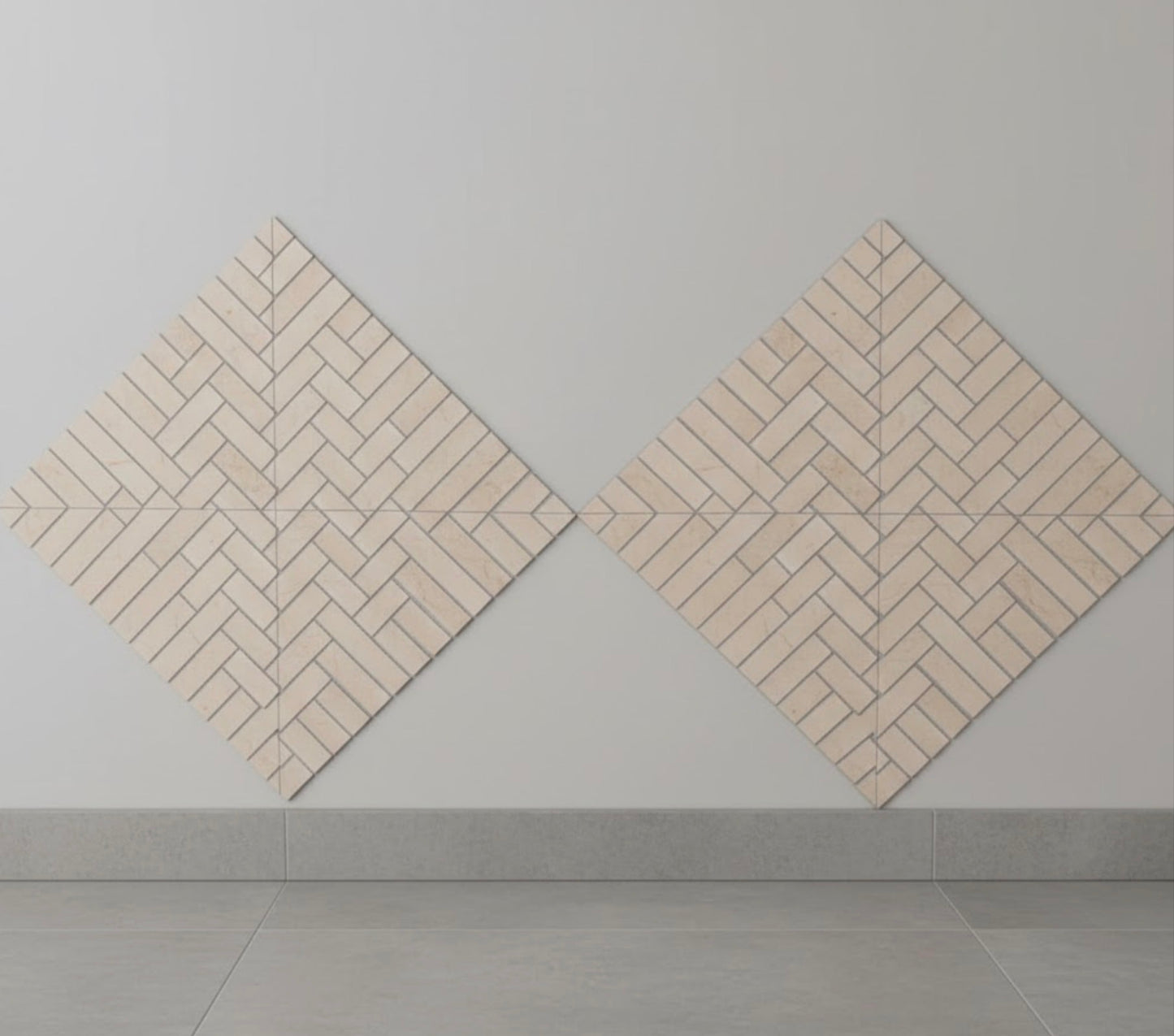 Alicante Crema Marfil Beige 1x2 Herringbone Marble Polished Mosaic Tile