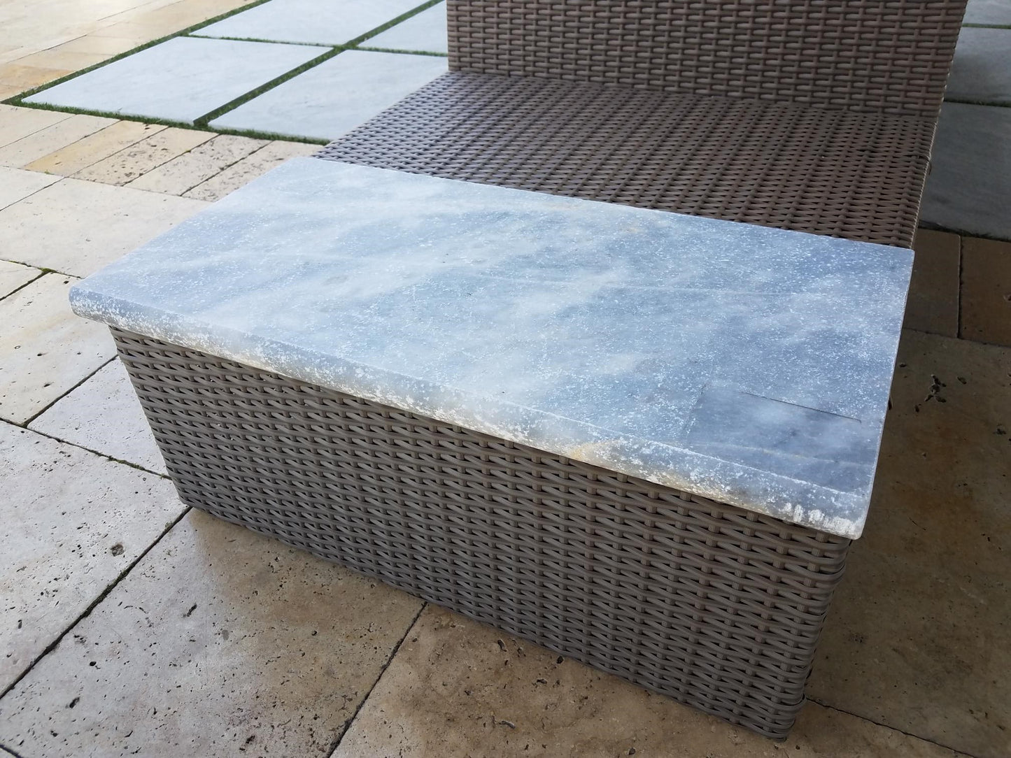 Atlantic Blue 16 In. X 24 In. Tumbled Marble Pool Coping