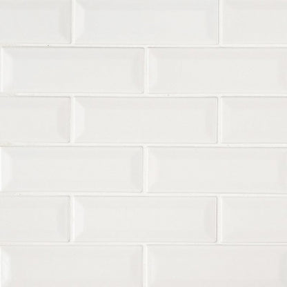 Whisper White 2" x 6" Glossy Beveled Ceramic Subway Tile — product image 1
