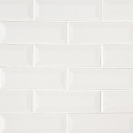 Whisper White 2" x 6" Glossy Beveled Ceramic Subway Tile