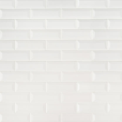 Whisper White 2" x 6" Glossy Beveled Ceramic Subway Tile — product image 2